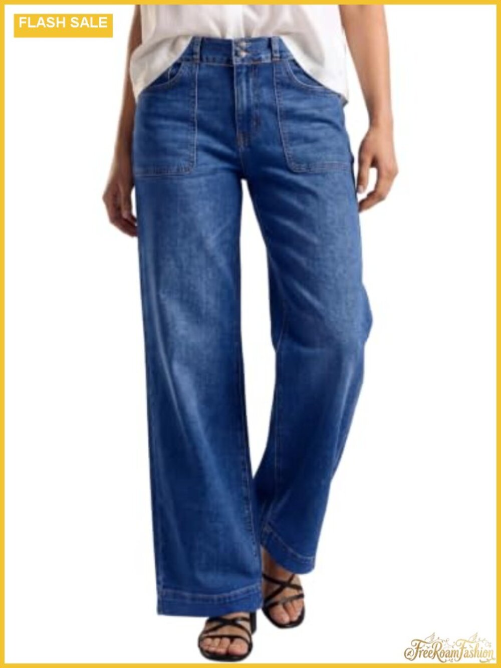 High Waisted Stretchy Straight Leg Jeans with Tummy Control, 5 Pockets, Cotton